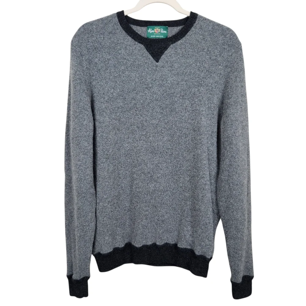 Alan Paine England Super Geelong Lambswool Sweater Grey UK 44 US Mens Size L